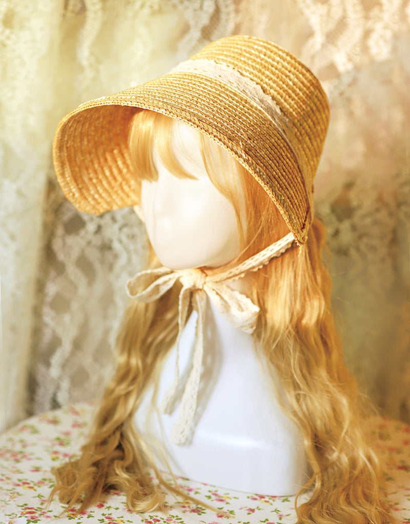 French Retro DIY Bonnet Hat Embryo Classical Elegant Tea Party Lolita Sun Protection Windproof Straw Hat