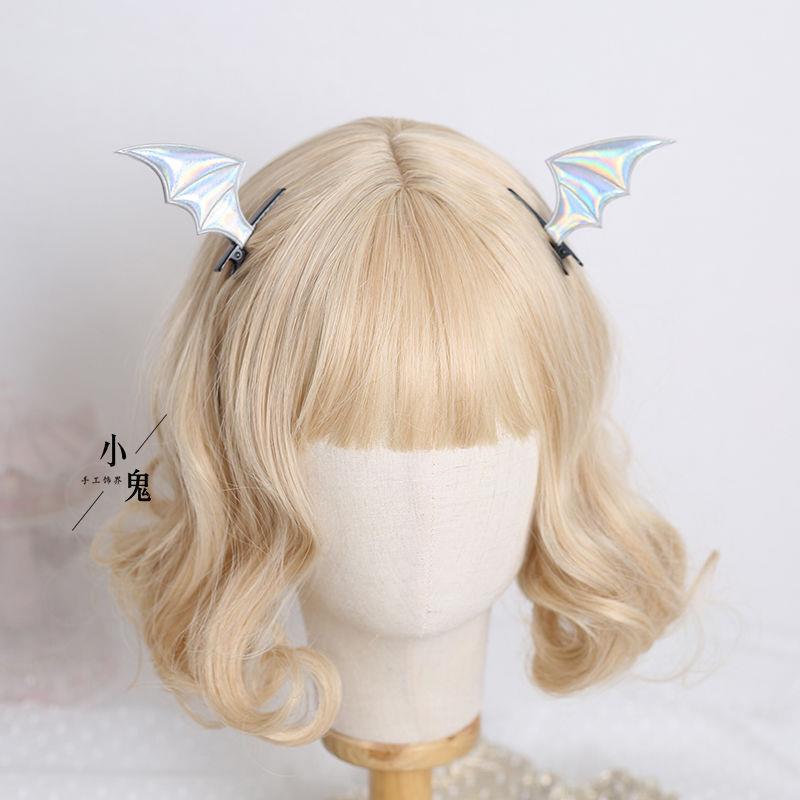 Black Wings Demon Hair Clip Bat Side Clip Halloween Headwear Bow Hair Accessory Lolita Gothic