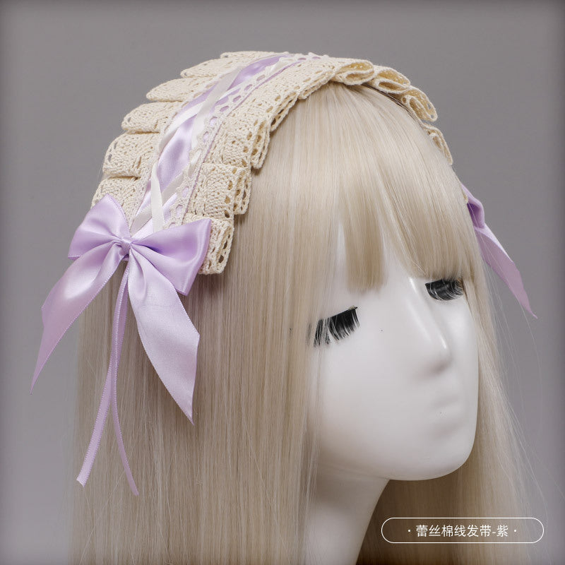 Cute Ribbon Japanese Lolita Maid Headwear Lolita Headband Cosplay Bunny Ears Lace