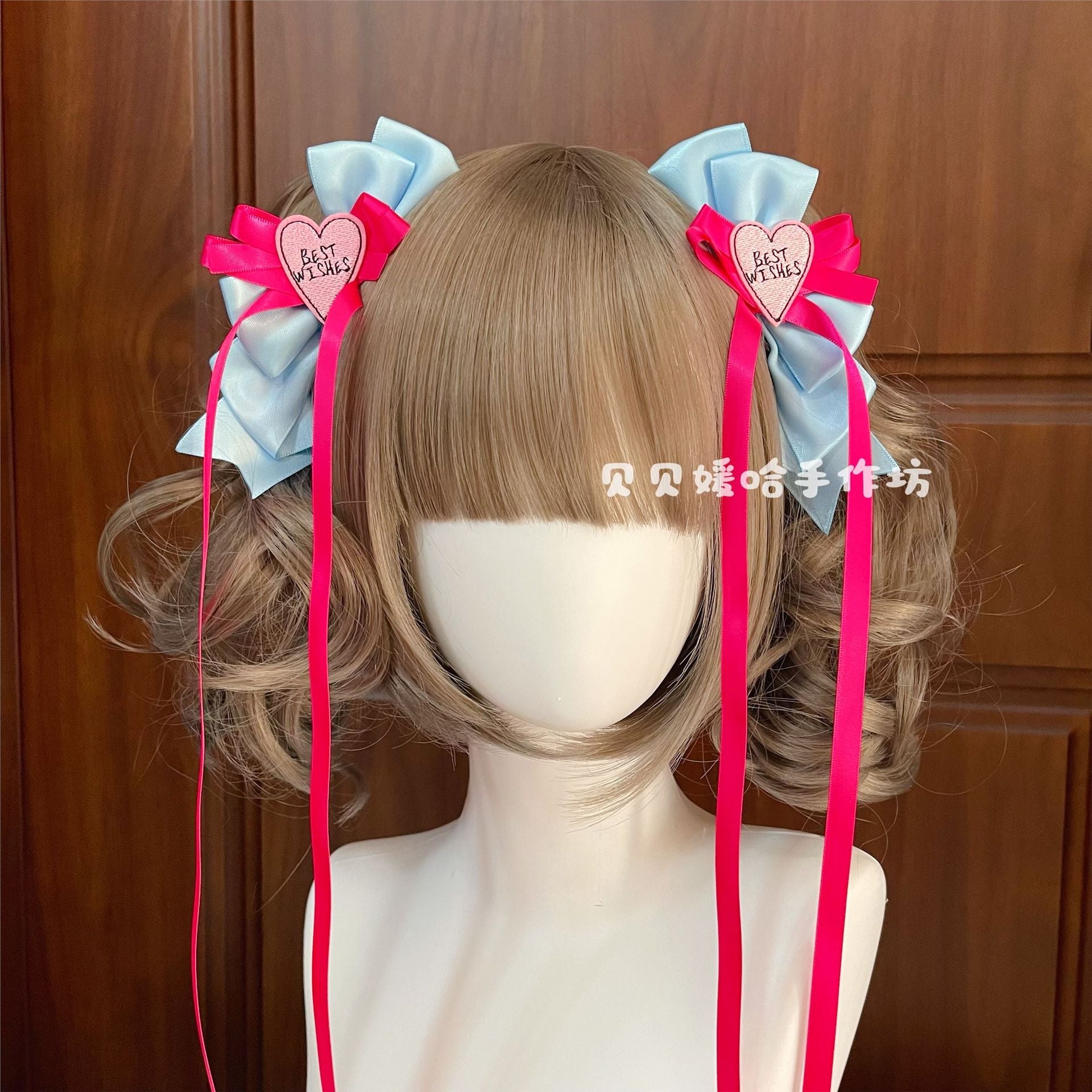Japanese and Korean Style 3D Bow Hair Clip Blue Pink Ribbon JK Girl Sweet Spicy Y2K Double Ponytail Clip Lolita Hair Accessory