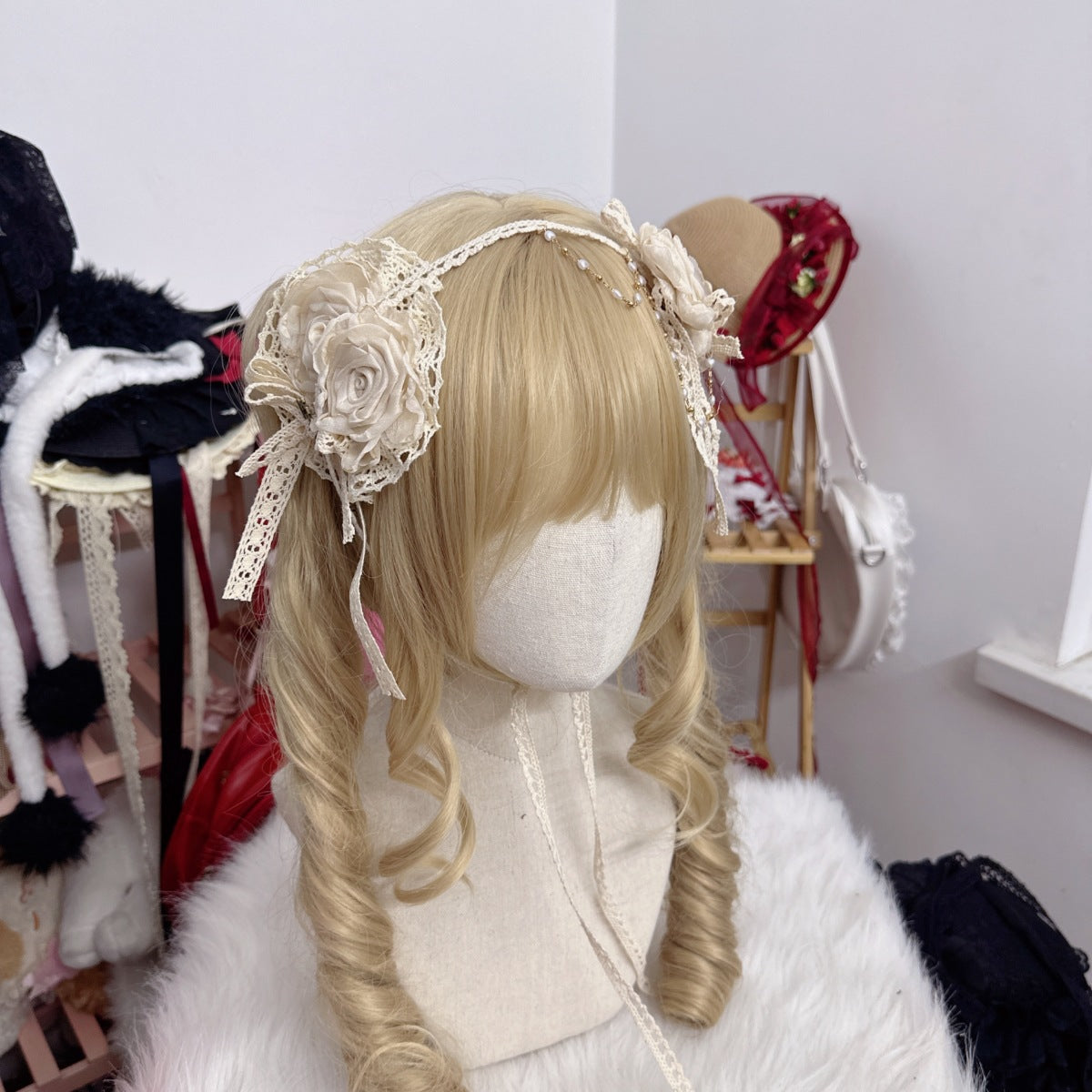 Original Handmade Lolita Element Rose Flower Pill Necklace Lolita Style Handcraft