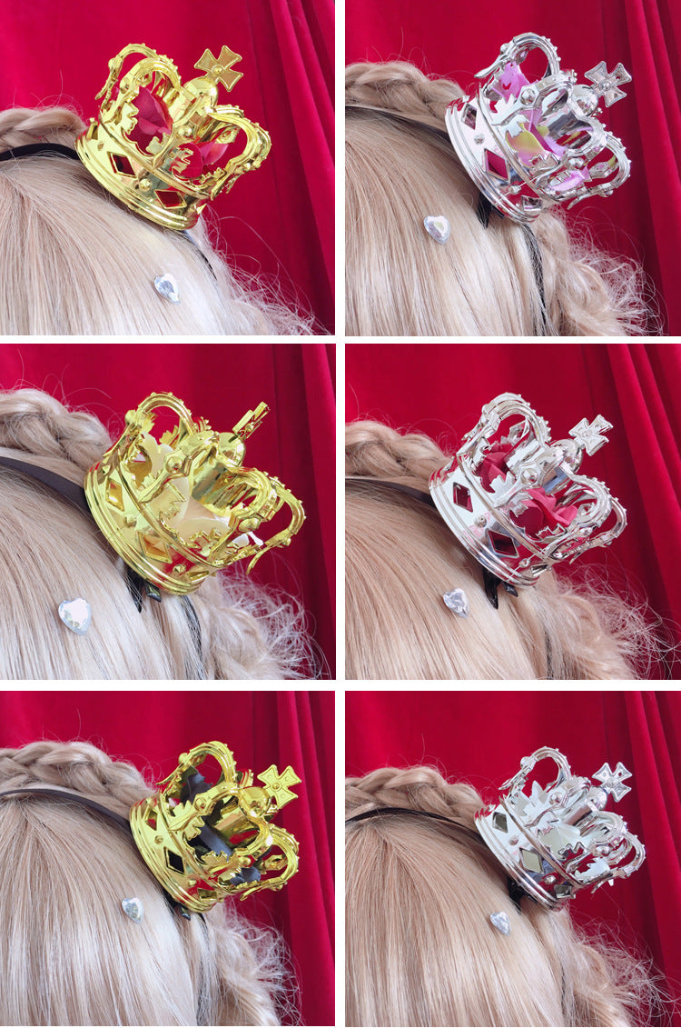 Lolita Tiara King Queen Coronation Gold Silver Rose Cute Lolita COS Crown Tiara