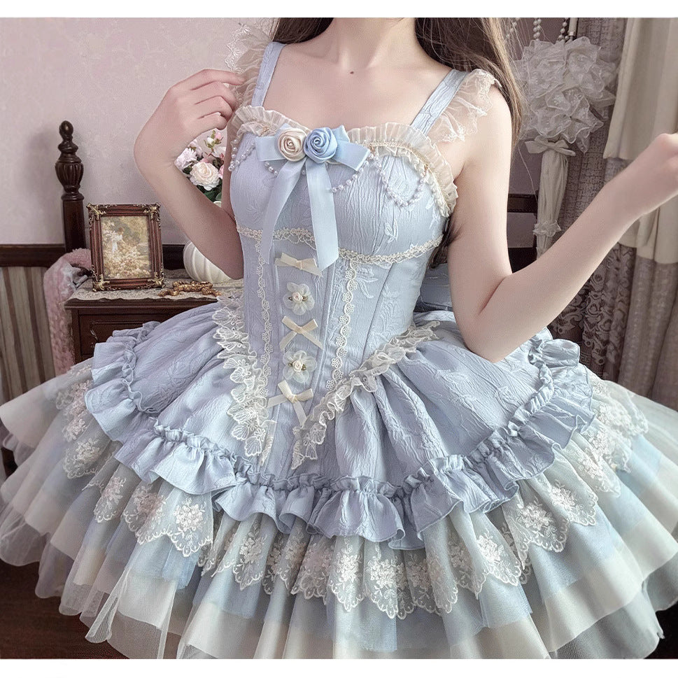 ZhiJinYuan - Floating Light Dream-Summer Sweet Elegant Ballet Short JSK Dress
