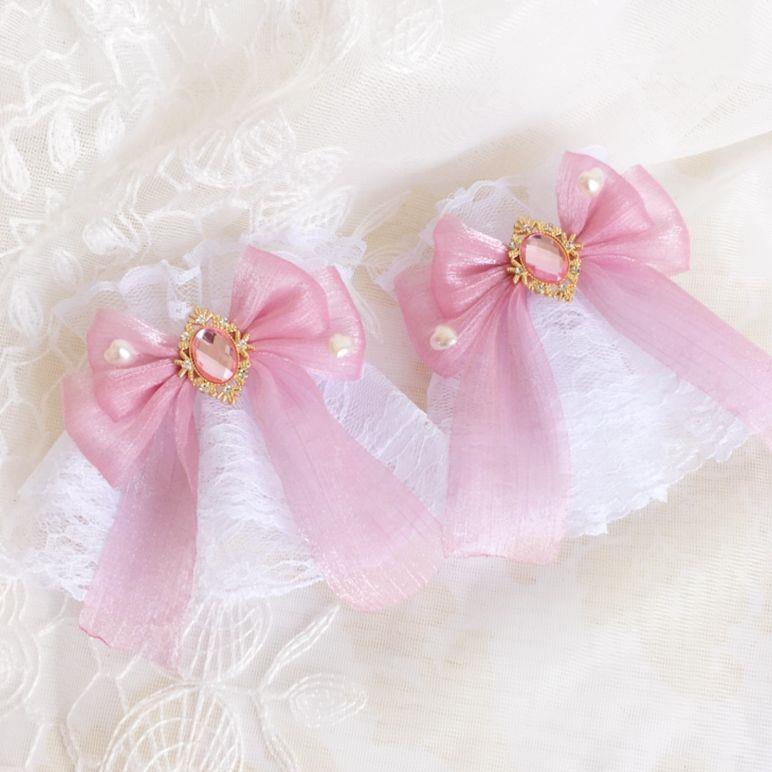 Multicolor  Sweet Lace Lolita Hair Accessories Dark Red Lolita Tulle Bow Hand Sleeves Bracelet