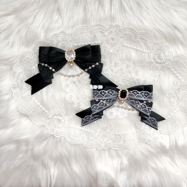 Handmade - Crystal Lace Bow - Clip, Brooch or Bag Charm