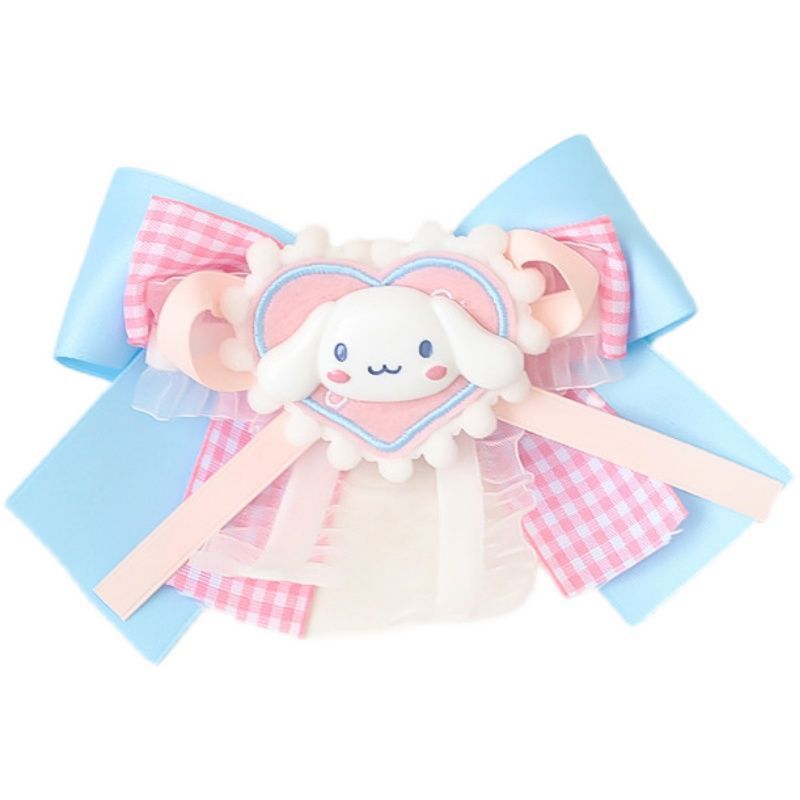 LOLITA Hair Accessories Sweet Bow Hair Clip Cinnamoroll Kuromi Pink Blue Soft Girl Lolita Hair Ornament