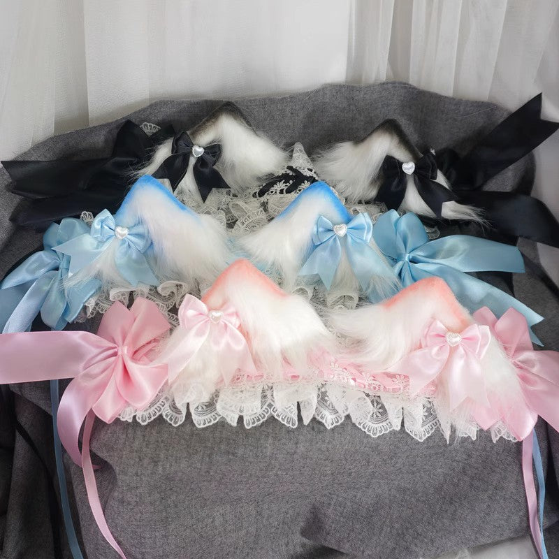 Cat Ear Hair Clip Headband Cute Girl Hair Accessories Lolita Comic Exhibition Bowknot Headwear Animal Ear Hair Clip