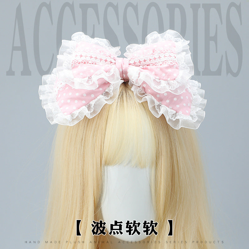 Handmade Lolita Big Bow Hairpin - Lace Comic/Tea Party KC