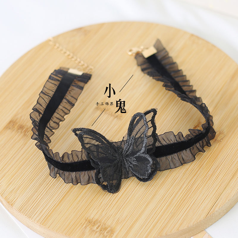 Miss Fula Lolita  Elegant Hairband Lolita Hairband Necklace White Wedding Black Hat