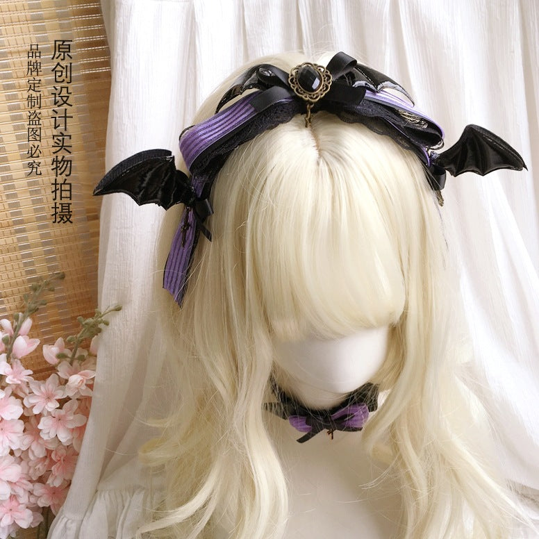 Halloween Witch Night Dark Gothic Lolita Accessories Bowknot Animal Ears KC Black Purple Arm Sleeves