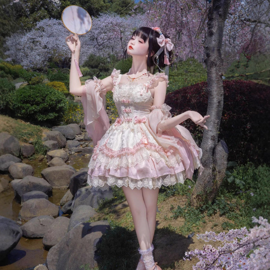 ZhiJinYuan -Flower Poetry - Elegant Sweet Qi Style Full Set Lolita JSK Dress