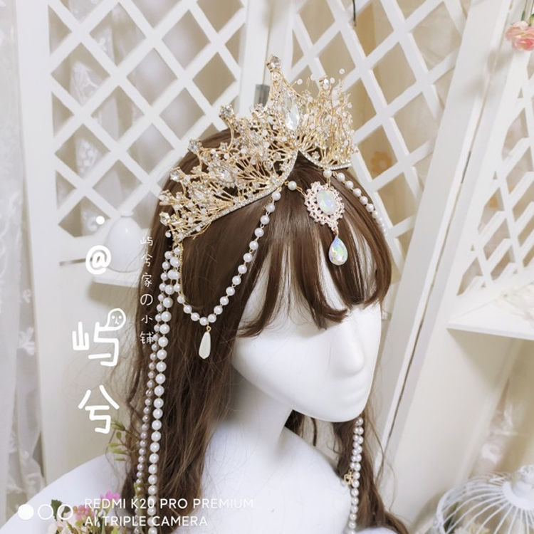 Christmas Handmade Lolita Virgin Mary Crown Nine Songs Lolita Hair Accessories Tea Party Wedding Crown of Sunset