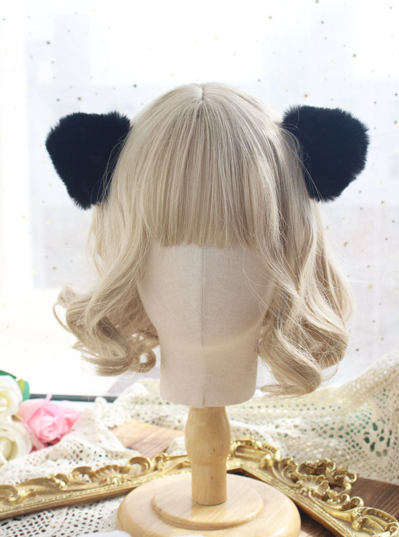Fluffy Lolita Daily Hair Accessories Cat Ear Headwear Cute Plush Sweet Hair Clips for Women Lolita Side Clips