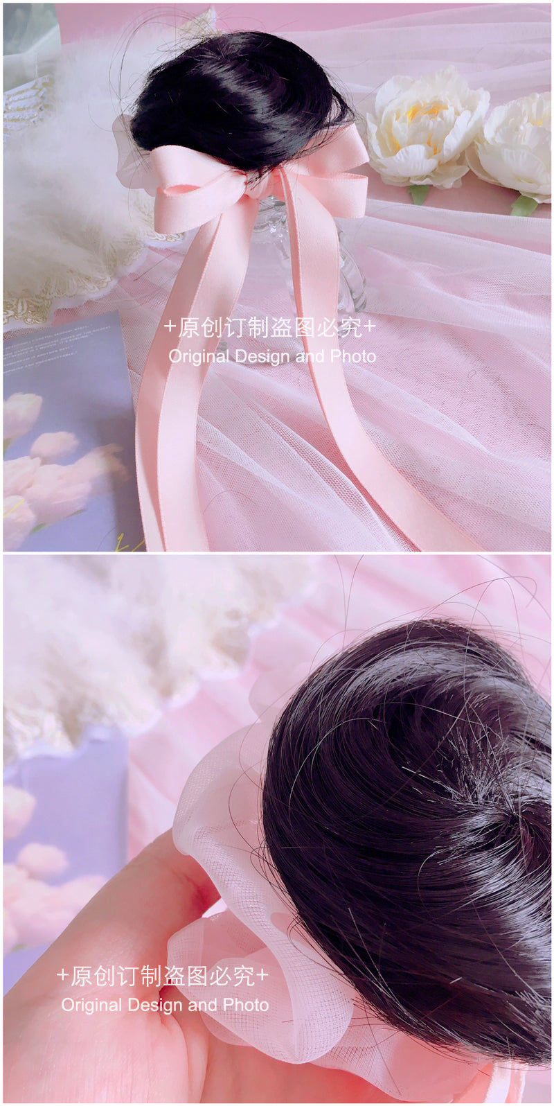 Homemade Lolita Wig Hair Bun Chinese Style Ribbon Bun National Style Girl Tassel Bun Hair Clip