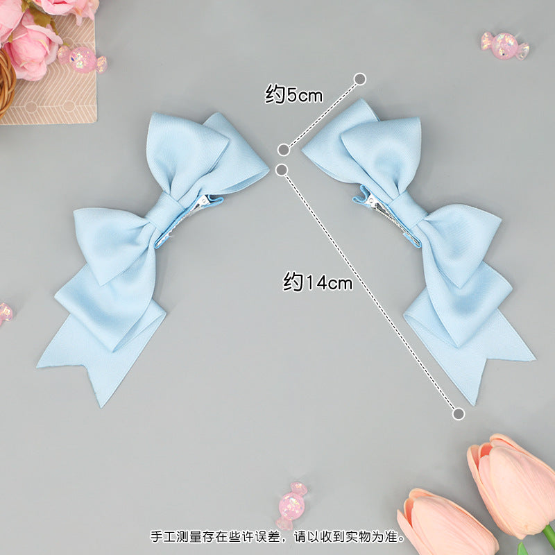 Handmade Bow Hair Clip Cute Anime Lolita Hair Accessory Soft Girl Dark Style Hair Ornament JK Heart Sweet Cool Hairpin