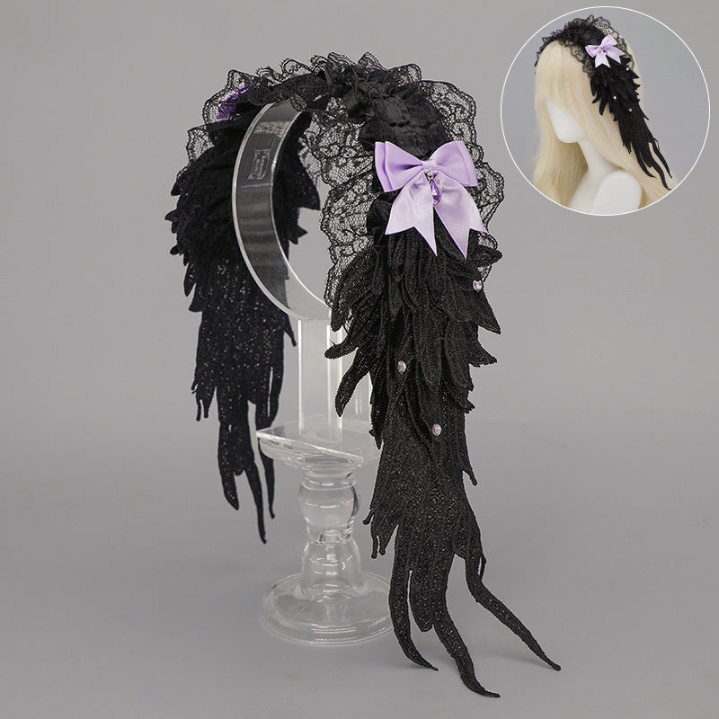 Dark Gothic Angel Wings Headband Subculture Harajuku Style Wings Hair Accessory Punk Lolita Wings Hair Ornament