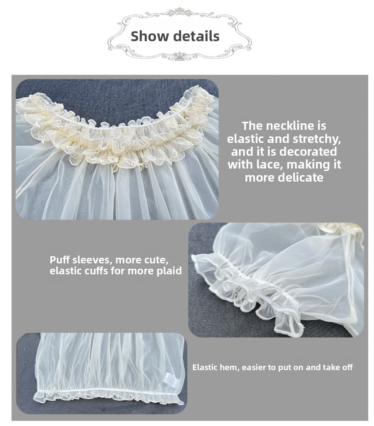 Zhijinyuan- Tulle Inner Top |   Lightweight Skin-Friendly Off-Shoulder Versatile Apricot Blouse