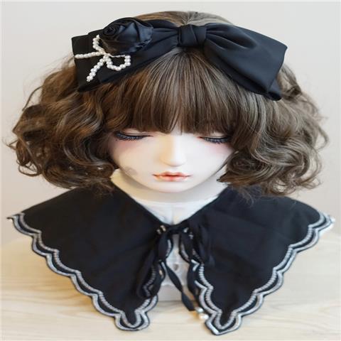 Original Handmade Satin Bow Hairband Lolita Girl Black Bow Hair Accessory