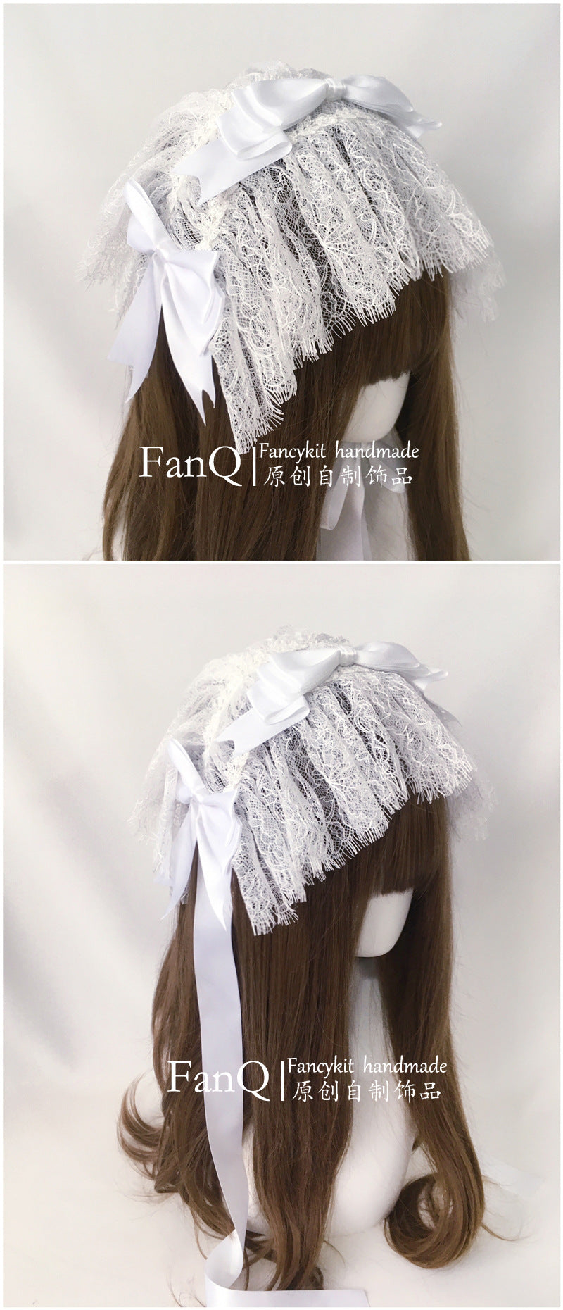 Lolita Lolita Small Items Matching Illusion Rose Handmade Kc Bow Hairband White Eyelash Lace Headband