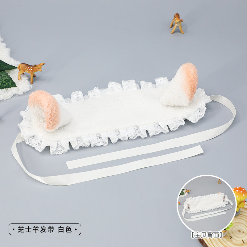 Handmade Plush Cat Ear Polka Dot Hair Accessories Sweet Cute Hair Clips Japanese Lolita Cat Ear Headband