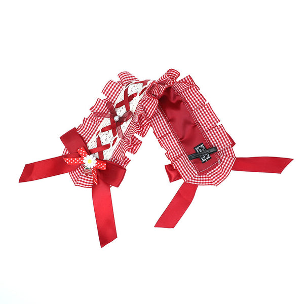 Hair Accessories for Women In Stock Handmade Fashion Accessories Red Brown Sweet Lace Bow Lolita Headband - Lolita Fetch