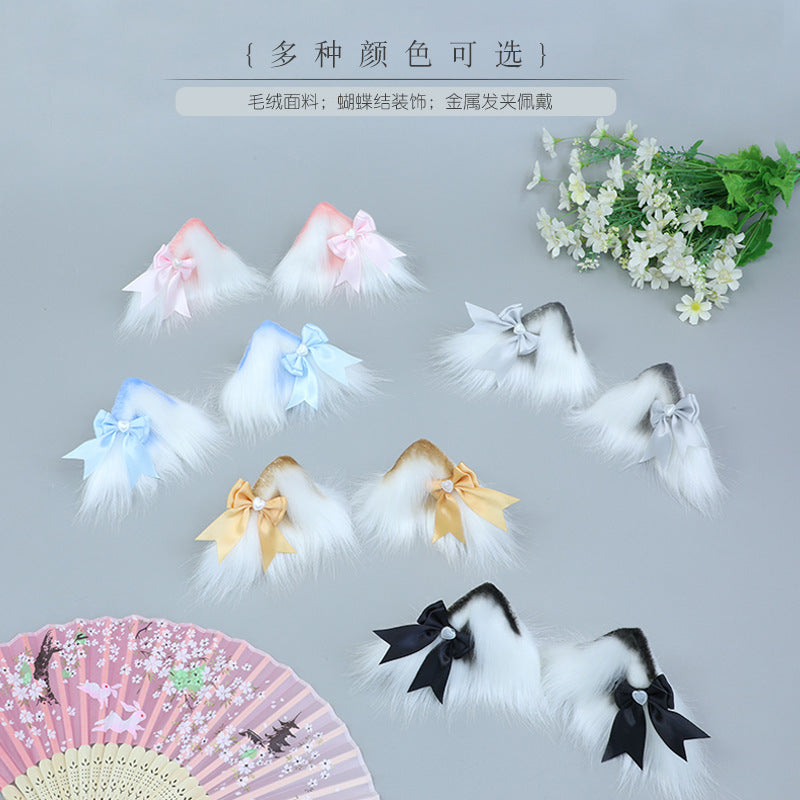 Lolita Hair Accessories In Stock Plush Handmade Multiple Colors Available Party Fashion Accessories Cute Cat Ear Hair Clips