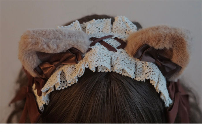 Original Handmade Bear Headband Lolita KC BNT Animal Ear Coffee