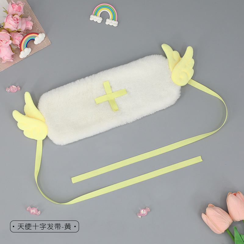Plush Angel Wings Ears Headwear Comic Exhibition Props Ribbon Headwear Japanese Style Lolita Hairband
