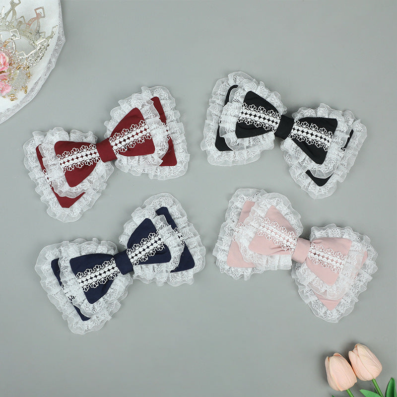 Handmade Japanese Lolita Lace Bow Hair Clip - Cute Soft Girl Hair Accessory