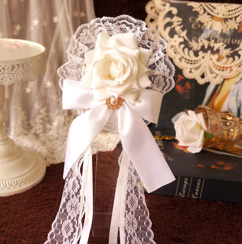 Palace Style Lolita Cla Hair Accessories Velvet Rose Flower Pill Hair Clip gothic Lolita Handmade Dark Dark