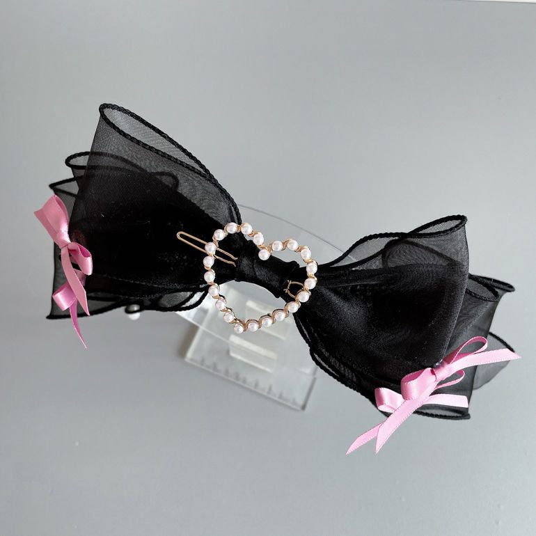 Original Handmade Ruiben Rabbit Full Color Pearl Kc Lolita Headband Organza Bow