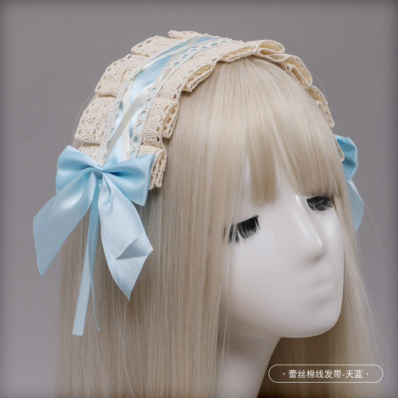Cute Ribbon Japanese Lolita Maid Headwear Lolita Headband Cosplay Bunny Ears Lace