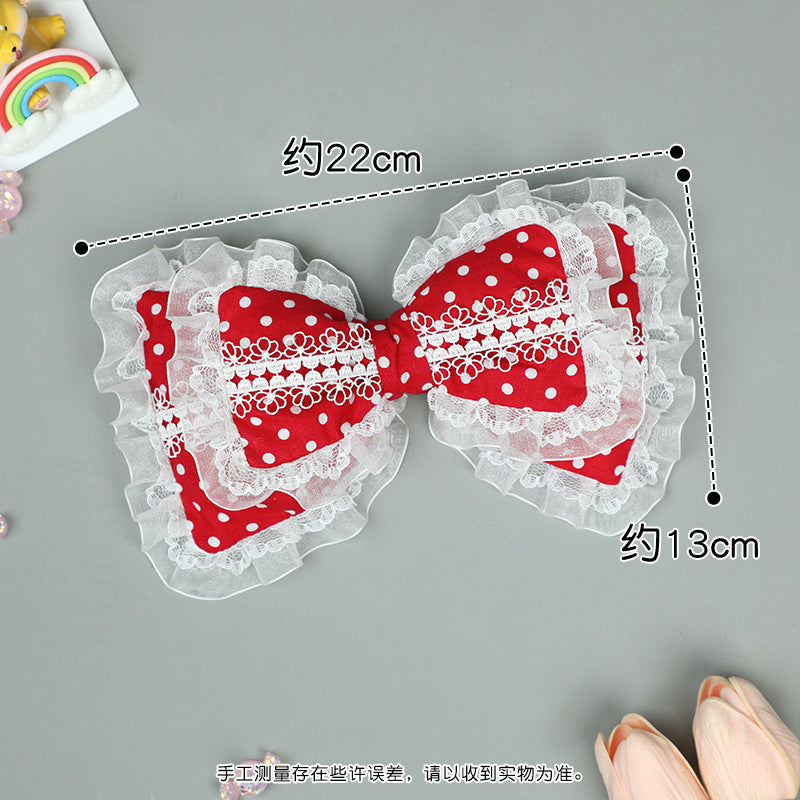 Handmade Lolita Big Bow Hairpin - Lace Comic/Tea Party KC