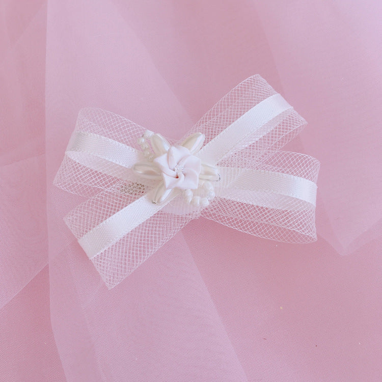 Forest Style Lolita Fairy Ribbon Flower Headband Wreath Lolita Kc Hair Accessories Mesh Bow Hair Clip Hair Ornament