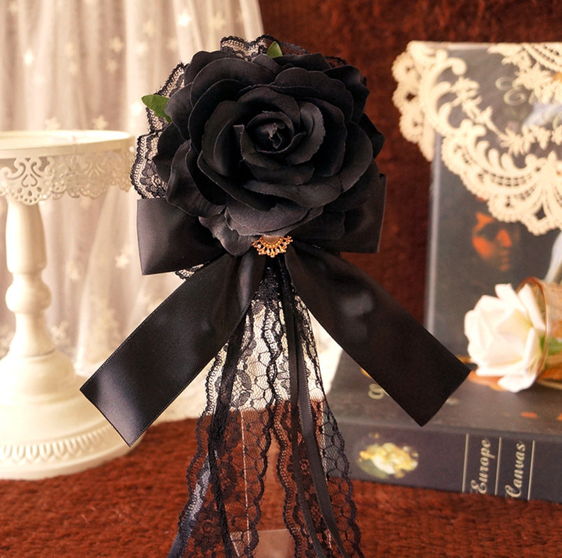 Palace Style Lolita Cla Hair Accessories Velvet Rose Flower Pill Hair Clip gothic Lolita Handmade Dark Dark