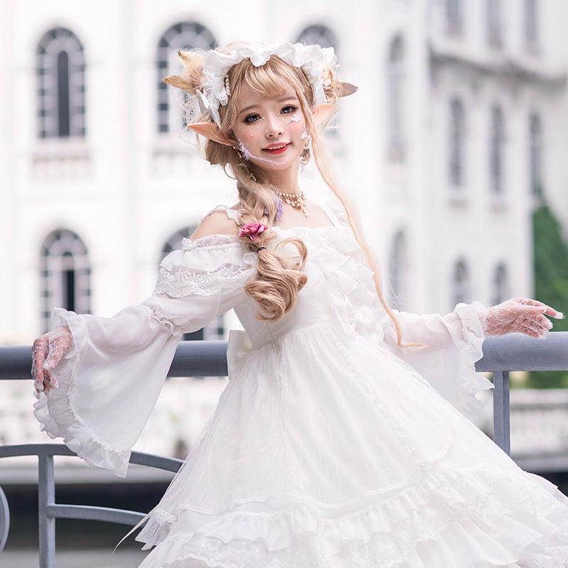 Zhijinyuan Lolita Princess Sleeve Chiffon Inner Top | Boat Neck 3/4 Sleeves Camisole