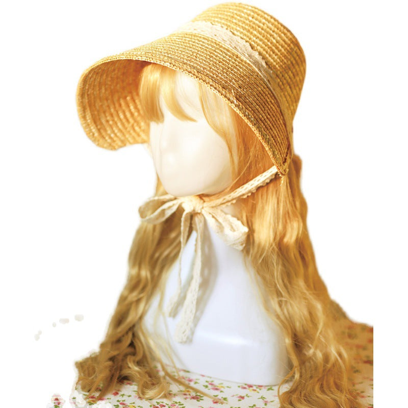 French Retro DIY Bonnet Hat Embryo Classical Elegant Tea Party Lolita Sun Protection Windproof Straw Hat