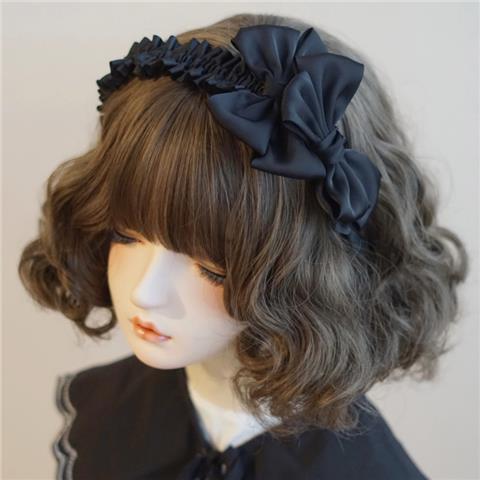 Original Handmade Satin Bow Hairband Lolita Girl Black Bow Hair Accessory