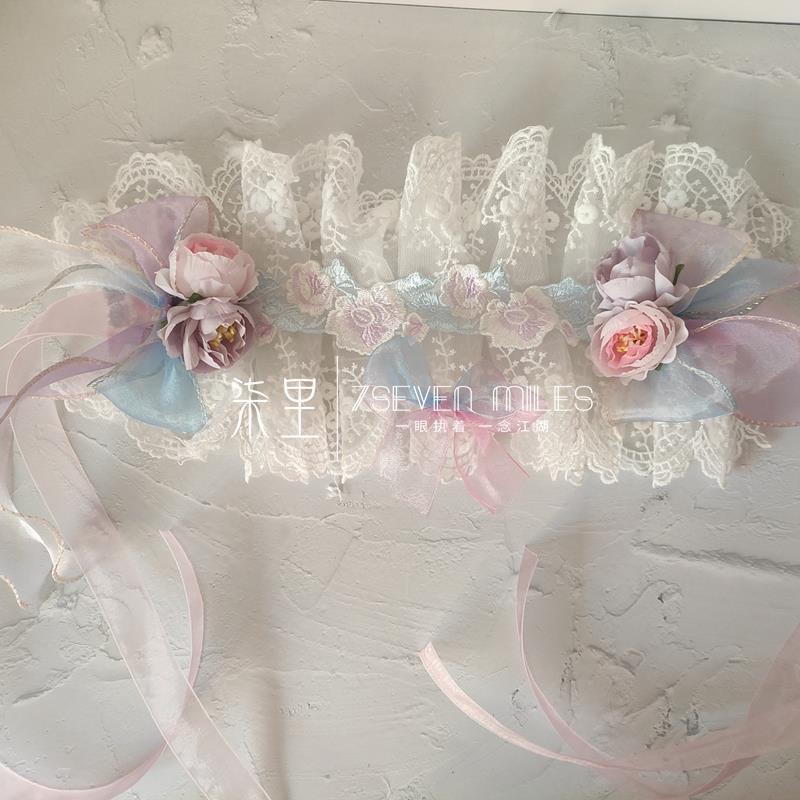 Handmade Classical Lolita Bridal Embroidery Lace Flower Lace Bow Hairband Hair Accessory