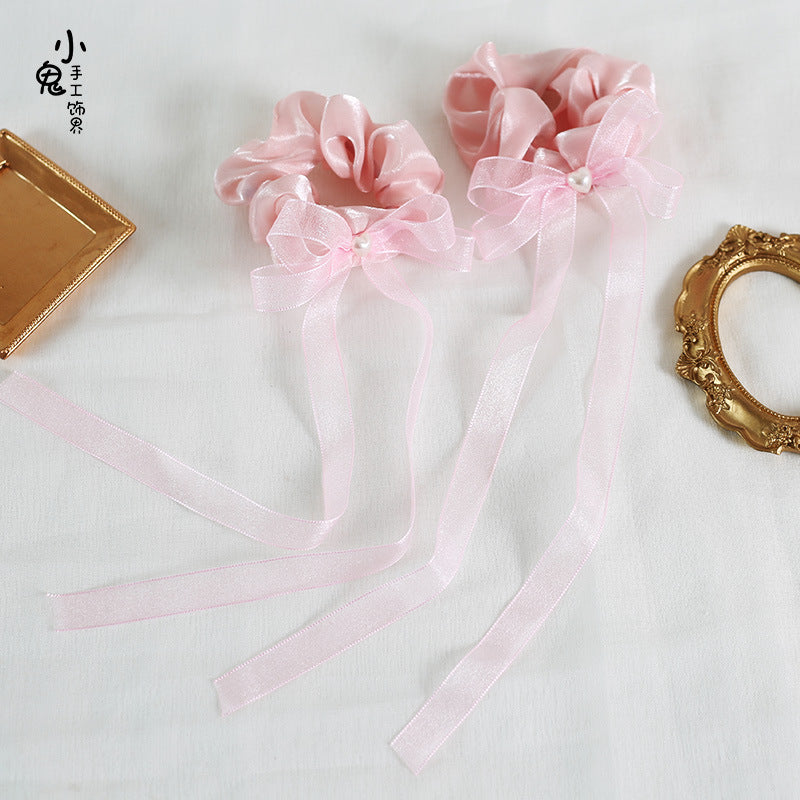 Double Ponytail Lolita Hair Tie Chinese Style Ribbon Bun National Style Girl Bun Hair Accessory Mermaid Princess Hair Tie