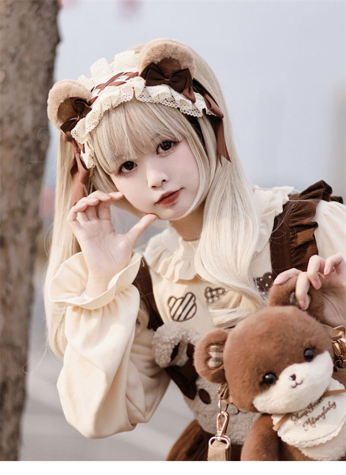 Original Handmade Bear Headband Lolita KC BNT Animal Ear Coffee