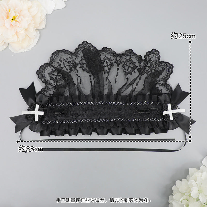Handmade Dark Lace Bow Veil Hair Clip Lolita Gothic Hair Accessory Girl Mesh Bnt Headband