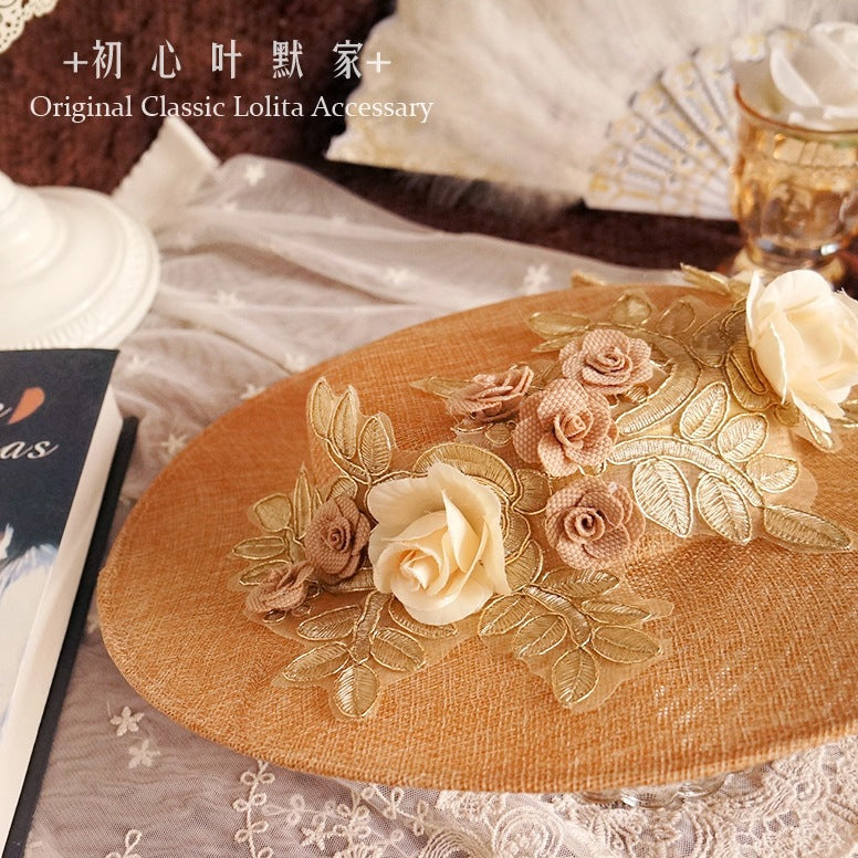 Handmade Bonnet Straw Hat Lolita Tea Party Pastoral French Style Vintage Photo Hat Classical Hat