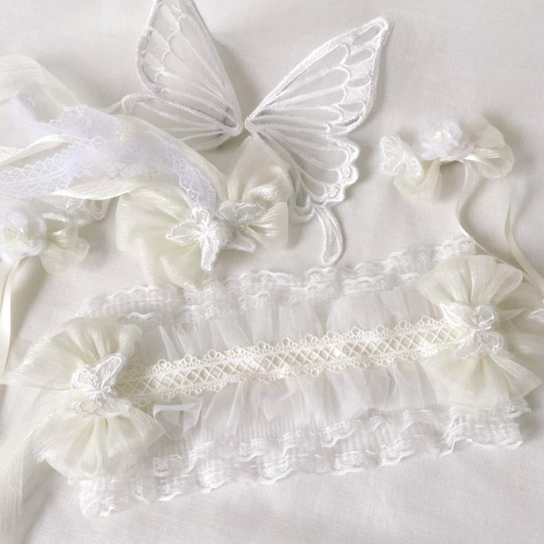Original Design Milky White Color Small Item Miss Fu La Lolita Wedding Hairband KC Large Butterfly Hair Accessory