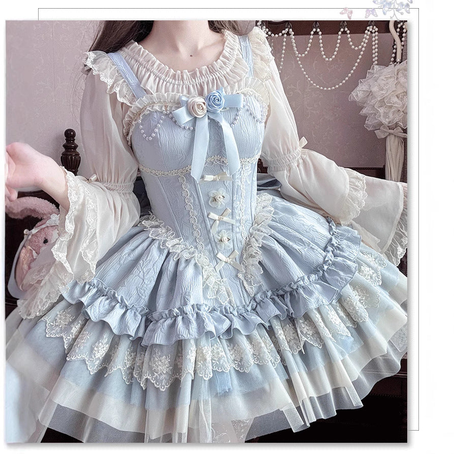 ZhiJinYuan - Floating Light Dream-Summer Sweet Elegant Ballet Short JSK Dress