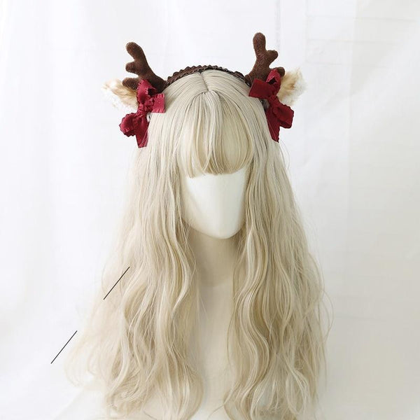 Xiaogui - Christmas Sweet Red Lolita KC Cute - Elk Antlers Headwear Headwear