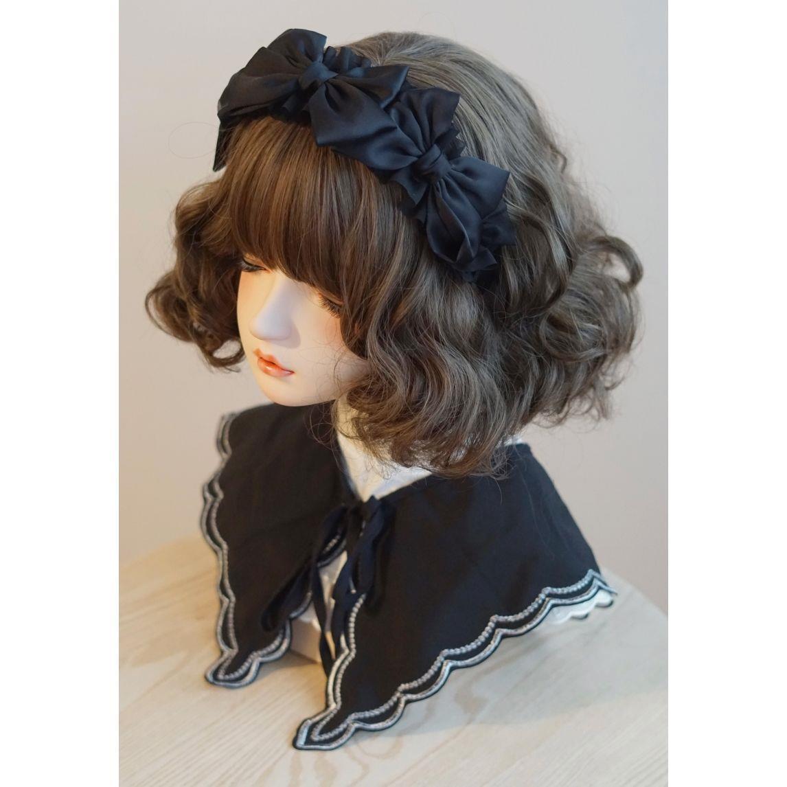 Original Handmade Satin Bow Hairband Lolita Girl Black Bow Hair Accessory