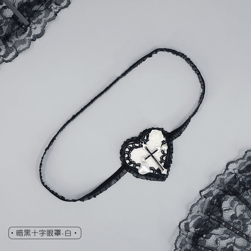 Dark Gothic Cross Eye Mask - Lolita JK Comic Con Cosplay Small Accessories