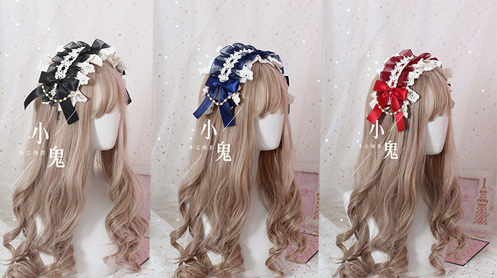 Soft Girl Hairband Lace Hair Clip Lolita Sweet Versatile Kc Bow Hair Accessory Headband