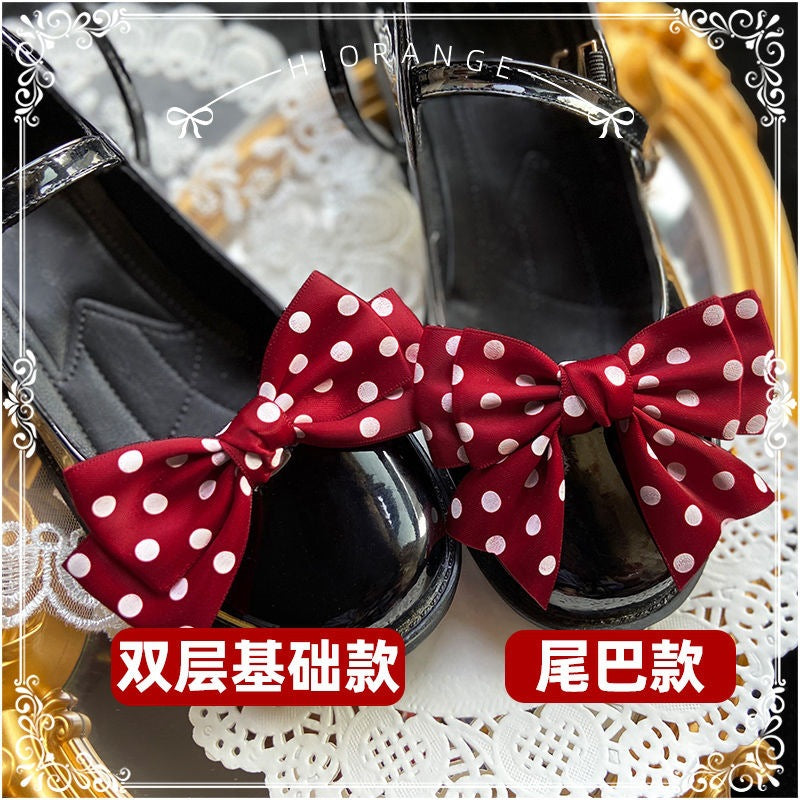 Girly Cute Multi-color Polka Dot Lolita Shoe Clips Versatile Bowknot Shoe Buckles Basic Shoe Flowers Pair of Shoe Accessories